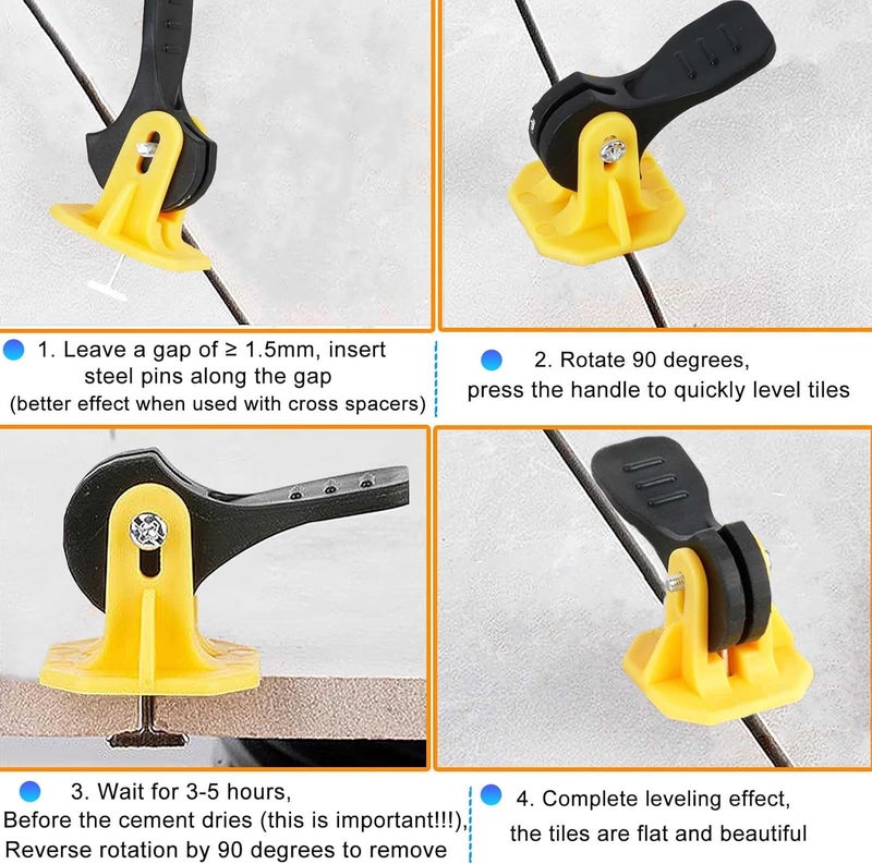 FACITE 50pcs Tile Leveling System Reusable+200pcs Cross Tile Spacers 1/8"+50pcs Replaceable Spare Steel T-Pin 1/16 Ceramic Tile Tools Plastic Shims Floor Installation Leveler Kit Adjustable Universal - Image 5